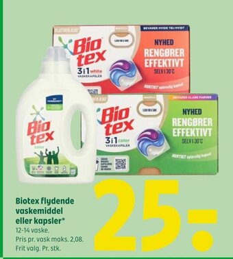 Coop 365 Biotex flydende vaskemiddel eller kapsler tilbud