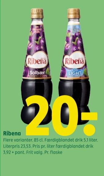 Coop 365 Ribena konc. frugtsaft solbær tilbud
