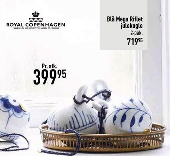 Imerco Blå mega riflet julekugle tilbud