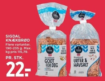 MENY Sigdal knækbrød tilbud