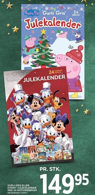 MENY Gurli gris eller disney julekalender med 24 historiebøger tilbud