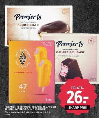 MENY Premier is ispinde, isbåde, isvafler eller underground ispinde tilbud