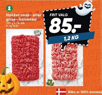Bilka Hakket okse- eller grise-/ kalvekød tilbud