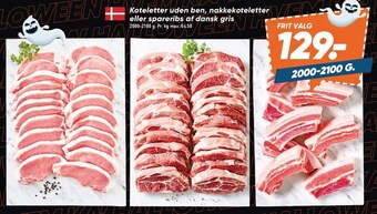 Bilka Koteletter uden ben, nakkekoteletter eller spareribs af dansk gris tilbud