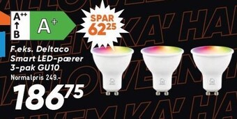 Bilka Deltaco smart led-pærer 3-pak gu10 tilbud