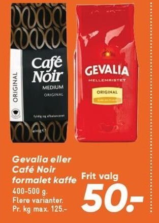 Bilka Gevalia eller café noir formalet kaffe tilbud