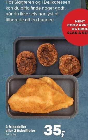 3 frikadeller eller 2 fiskefileter