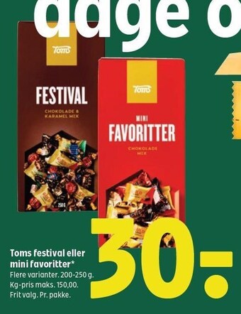 Coop 365 Toms festival eller mini farvoritter tilbud