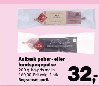 SuperBrugsen Aalbæk peber- el. landspegepølse tilbud