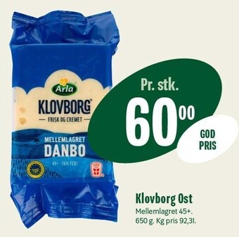 Min Købmand Klovborg ost tilbud