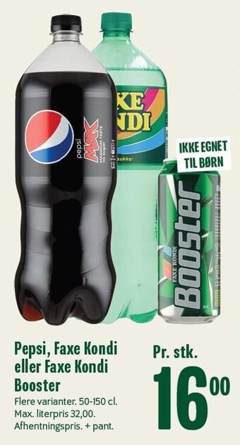 Min Købmand Pepsi, faxe kondi eller faxe kondi booster tilbud
