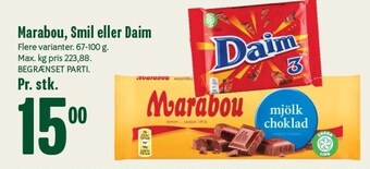 Min Købmand Marabou, smil eller daim tilbud