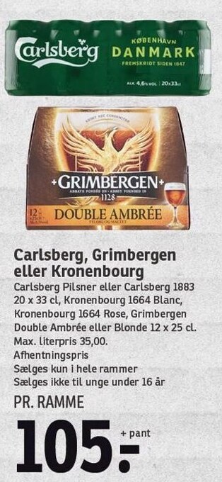 SPAR Carlsberg, grimbergen eller kronenbourg tilbud