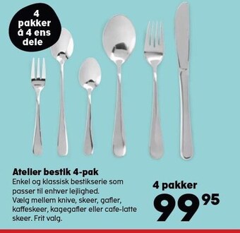 Kvickly Atelier bestik 4-pak tilbud