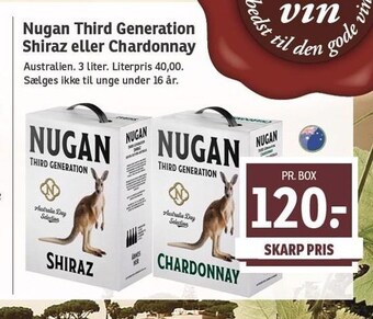 SPAR Nugan third generation shiraz eller chardonnay tilbud