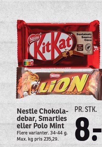 SPAR Nestle chokoladebar, smarties eller polo mint tilbud