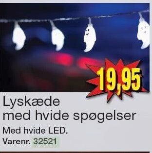Harald Nyborg Lyskæde med hvide spøgelser tilbud