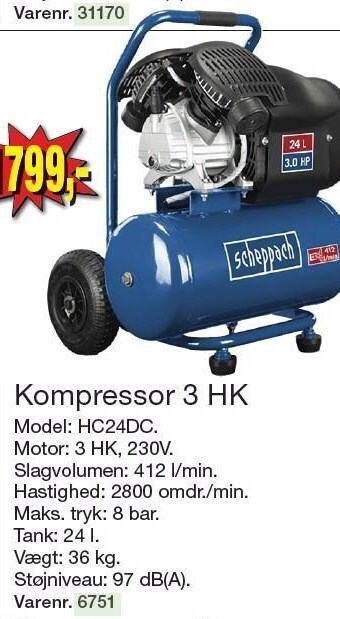 Harald Nyborg Kompressor 3 hk tilbud