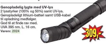Harald Nyborg Genopladelig lygte med uv-lys tilbud