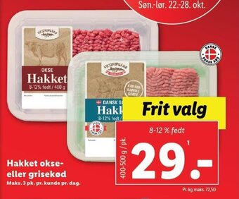 Lidl Hakket okse-eller grisekød tilbud