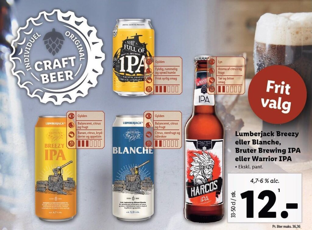 Lumberjack Breezy eller Blanche, Bruter Brewing IPA eller Warrior IPA