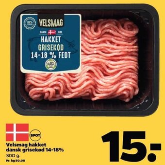 Netto Velsmag hakket dansk grisekød 14-18% tilbud