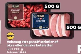 Netto Velsmag stroganoff strimler af okse eller danske koteletter tilbud