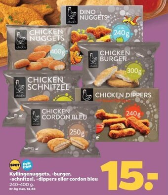 Netto Kyllingenuggets, -burger, -schnitzel, -dippers eller cordon bleu tilbud