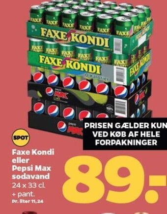 Netto Faxe Kondi eller Pepsi Max sodavand tilbud