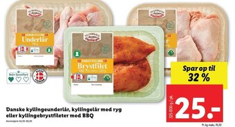 Lidl Danske kyllingeunderlår, kyllingelår med ryg eller kyllingebrystfileter med BBQ tilbud