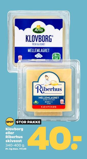 Netto Klovborg eller riberhus skiveost tilbud