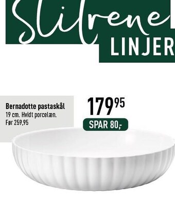 Imerco Bernadotte pastaskål tilbud