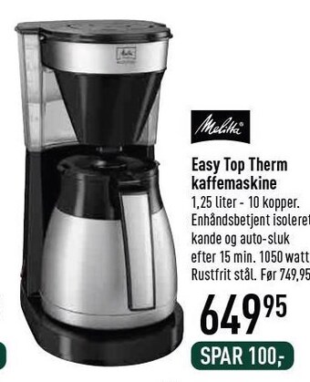 Melitta easy top therm kaffemaskine