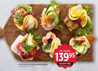MENY 6 stk. delikatesse smørrebrød tilbud