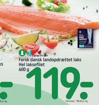 REMA 1000 Fersk dansk landopdrættet laks hel laksefilet tilbud