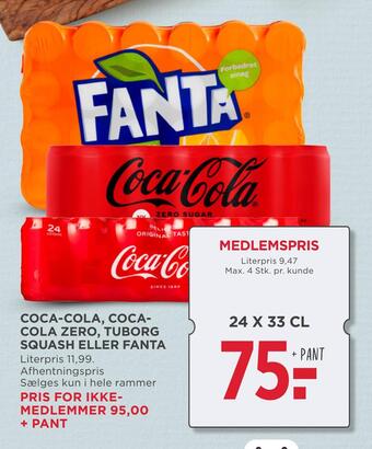 MENY Coca-cola, coca- cola zero, tuborg squash eller fanta tilbud