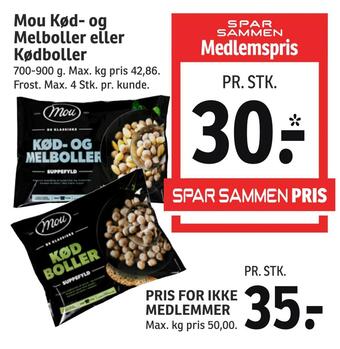 SPAR Mou kød- og melboller eller kødboller tilbud
