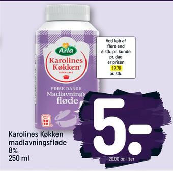 REMA 1000 Karolines køkken madlavningsfløde 8% tilbud