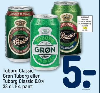 REMA 1000 Tuborg classic, grøn tuborg eller tuborg classic 0,0% tilbud