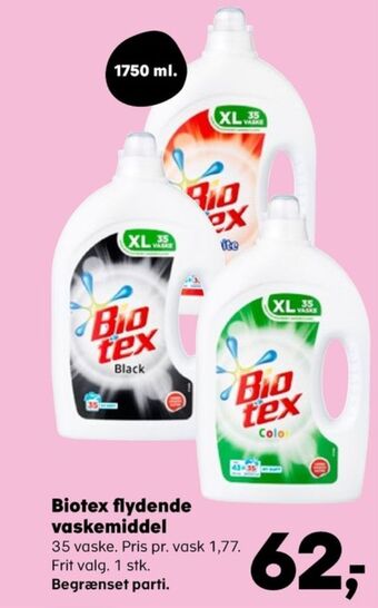 Kvickly Biotex vaskemiddel-flydende tilbud