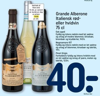 REMA 1000 Grande alberone italiensk rød- eller hvidvin tilbud