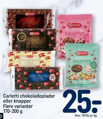 REMA 1000 Carletti chokoladeplader eller knapper flere varianter tilbud