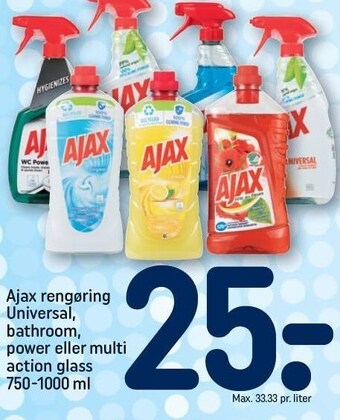 Ajax rengøring, universal, bathroom, power eller multi action glass 750-1000 ml
