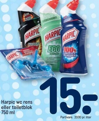 REMA 1000 Harpic wc rens eller toiletblok 750 ml tilbud