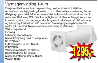 Harald Nyborg Varmegenvinding 1-rum tilbud