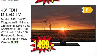 Harald Nyborg Arena 43' fdh d-led tv tilbud