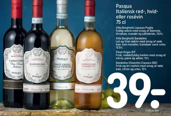 REMA 1000 Pasqua Italiensk rød-, hvid-eller rosévin 75 cl tilbud