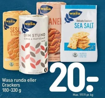 REMA 1000 Wasa runda eller Crackers 180-330 g tilbud
