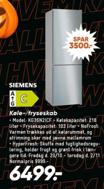 Bilka Siemens køle/fryseskab tilbud