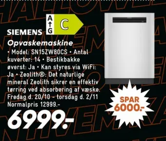 Bilka Siemens opvaskemaskine tilbud